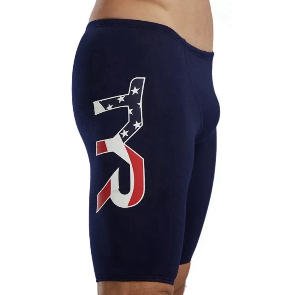 TYR Men's (SIZE 36 Large) USA Durafast Elite Jammer Swimsuit in USA Blue $55 NWT